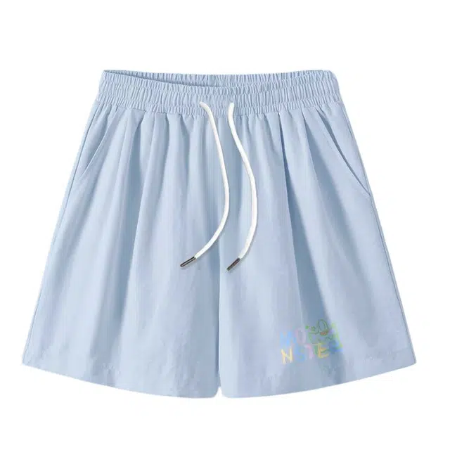 棉致 小怪物简约纯色系带滑爽轻薄冰丝凉感学院风细腻柔软肌理感宽松五分休闲短裤 男女同款