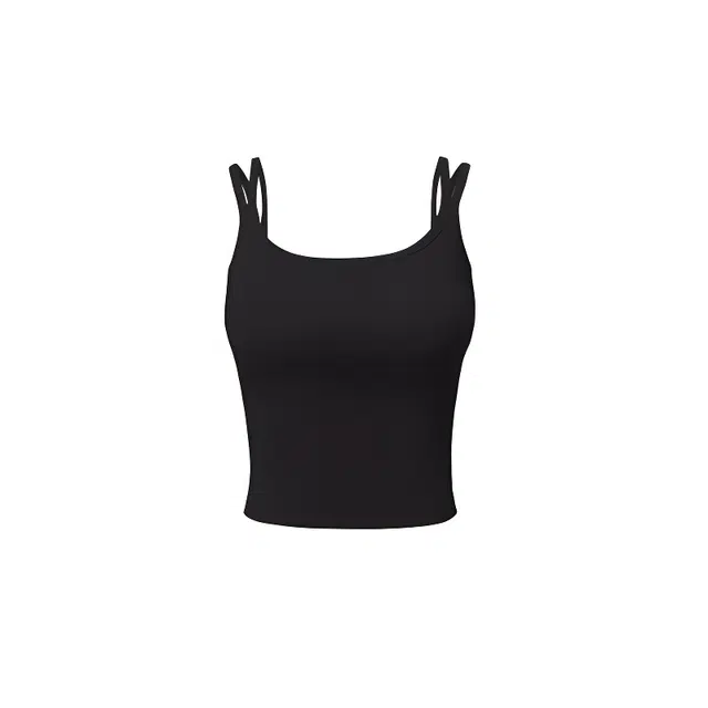 黑恐龙 螺纹双肩带前片褶皱自带胸垫收腰无袖辣罩杯齐腰背心 女款