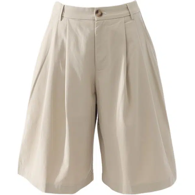 拾籍 日系简约时尚高腰宽松阔腿五分裤女夏季百搭舒适休闲短裤 女款