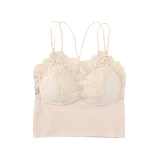 水中花 交叉一体式不可拆卸胸垫短款抹胸裹胸上衣文胸 女款