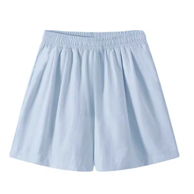 棉致 小怪物简约纯色系带滑爽轻薄冰丝凉感学院风细腻柔软肌理感宽松五分休闲短裤 男女同款