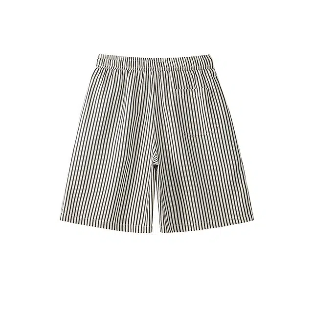 欧路得 条纹腊肠狗刺绣夏季潮牌宽松外穿五分裤休闲短裤 男款