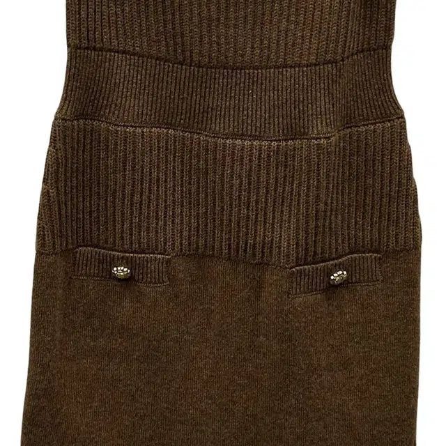 CHANEL 24A Knit Dress Brown