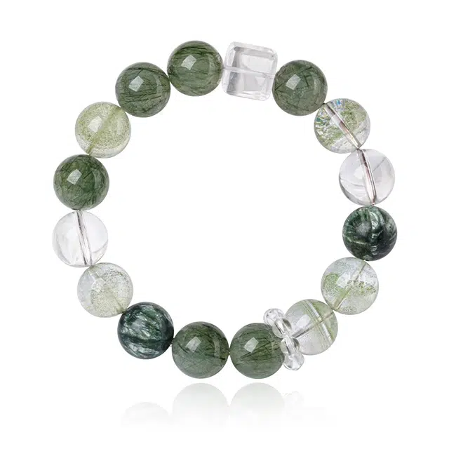 谧月珠宝 纳福财源广进能量石 新中式小众轻奢风高级感串珠 净化磁场水逆退散有成好运天然 绿幽灵 手串 男女同款情侣款