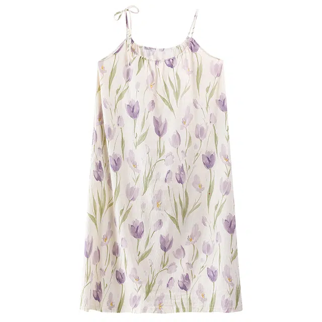 好福份 带胸垫轻盈透气柔软家居服无袖吊带夏季睡裙 女款