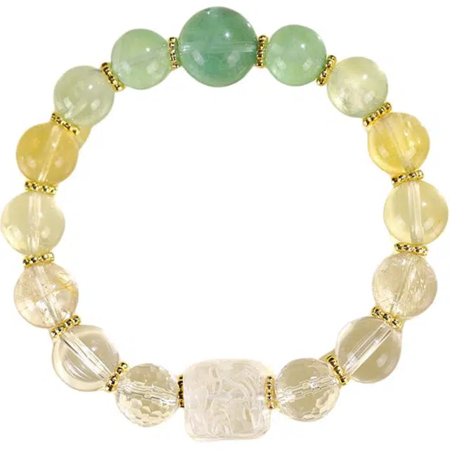 饰之颜 新中式 文艺多宝串珠 时尚高级感 方糖九尾狐 小众设计 旺财运天然 粉水晶 手串 女款