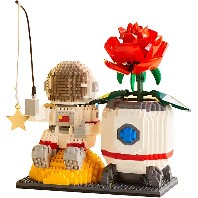 半粒 中国积木宇航员笔筒 太空人 拼装模型