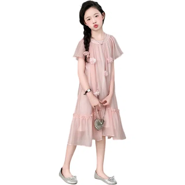 雅鹿连衣裙 潮流洋气百搭简约短袖 中小童