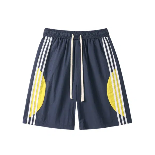 加荣 美式复古拼接速干薄款透气凉感抽绳系带青少年户外篮球运动五分裤直筒休闲短裤 男女同款