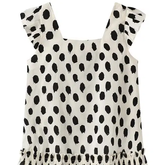 识恩 法式波点方领飞飞袖短袖衬衫 女款