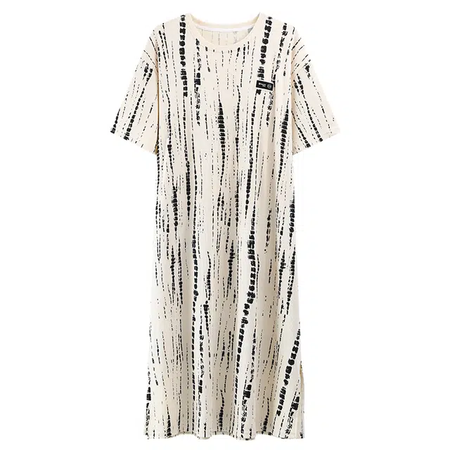 好福份 带胸垫短袖条纹透气可爱舒适家居服睡裙 女款