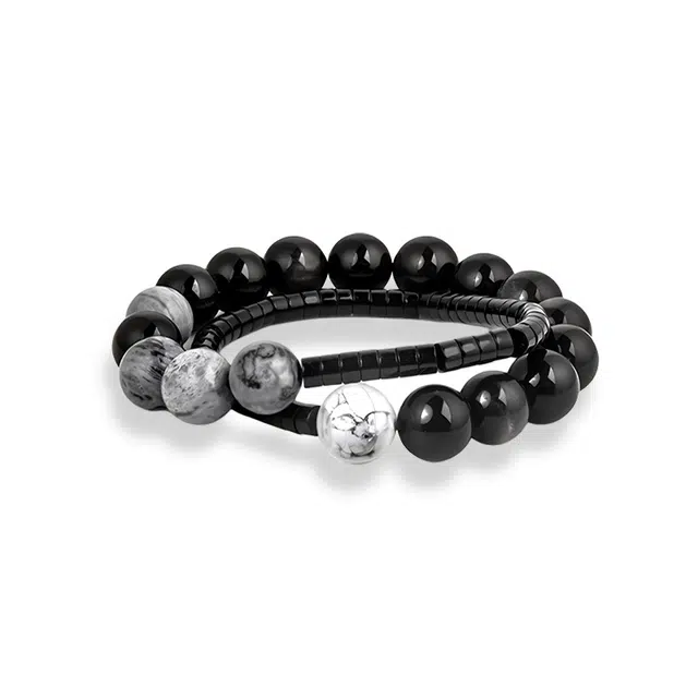 【幽璃烬】 眰恦 搭配白松石 小众设计 百搭轻奢风格  旺事业 旺桃花 早日暴富 早日发财#好运天然 黑曜石 手串 男女同款情侣款