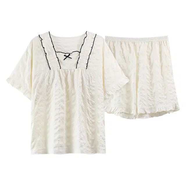 好福份 带胸垫透气韩版柔软可爱家居服睡衣套装 女款