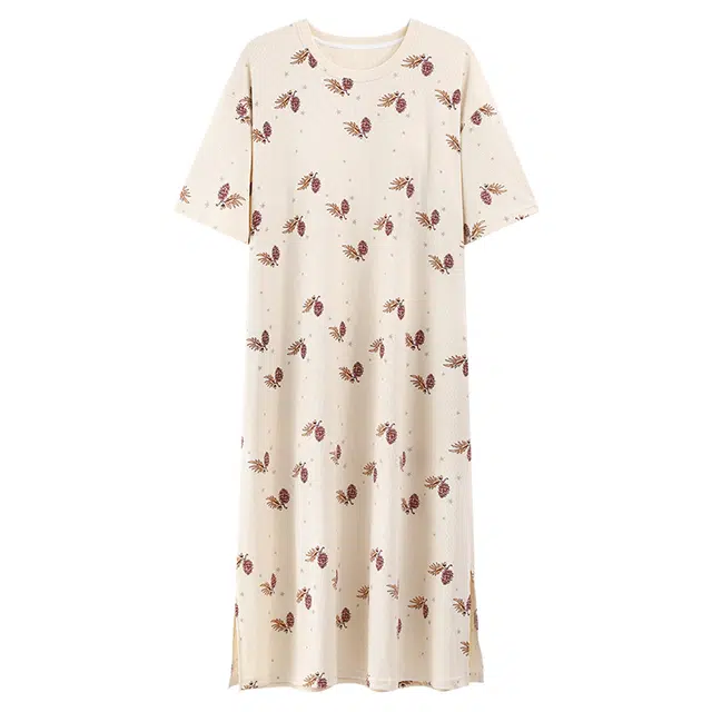 好福份 凉感系列 带胸垫圆领短袖可爱透气舒适家居服睡裙 女款