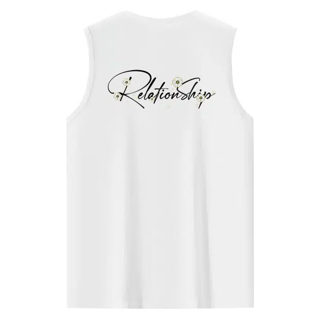 棉基因 夏季宽松圆领纯棉外穿创意简约字母打底衫篮球运动数字花朵装饰印花无袖坎肩背心 男女同款