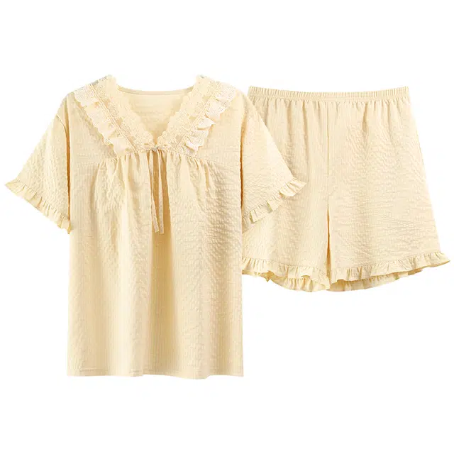 好福份 带胸垫轻便休闲舒适家居服短袖三分裤夏季睡衣套装 女款