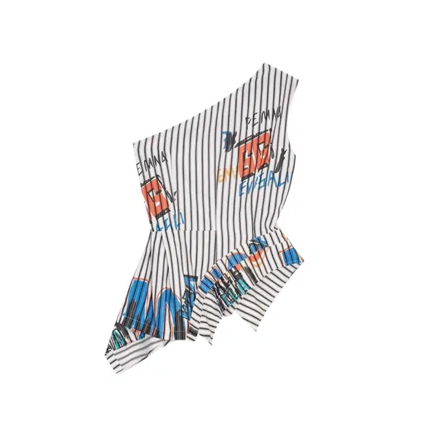 怪力萝莉 复古条纹斜肩型女甜辣少女风显瘦无袖收腰截短上衣 女款