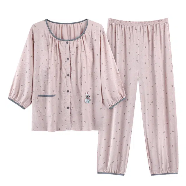 好福份 带胸垫小清新可外穿时尚亲肤家居服睡衣套装 女款