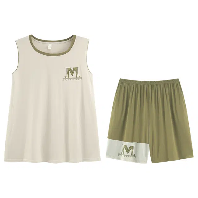 向薇 舒适透气背心无袖短裤可外穿家居服睡衣套装 男款