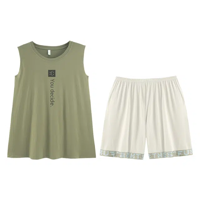 向薇 无袖短裤青少年时尚舒适家居服睡衣套装 男款