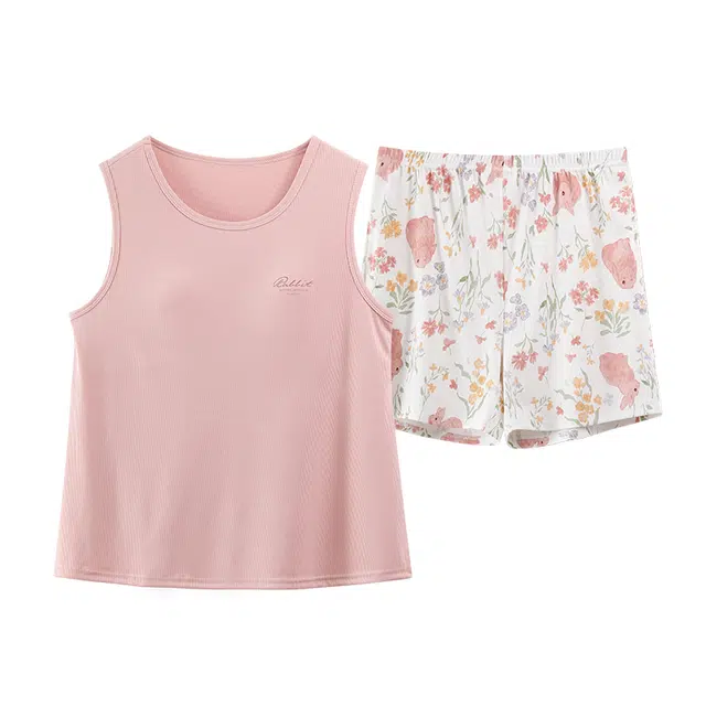 好福份 带胸垫无袖小清新舒适时尚家居服睡衣套装 女款