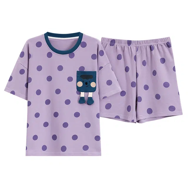 好福份 波点印花休闲舒适透气家居服睡衣套装 女款