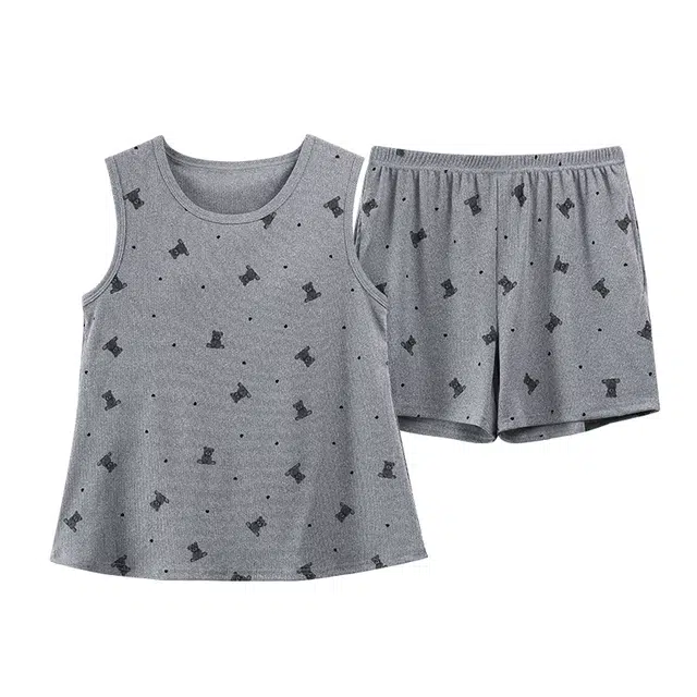 好福份 凉感系列 卡通小熊满印带胸垫舒适简约家居服睡衣套装 女款