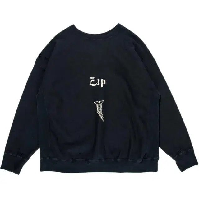 bowwow SS25 ZIP DAMAGED CREW SWEAT