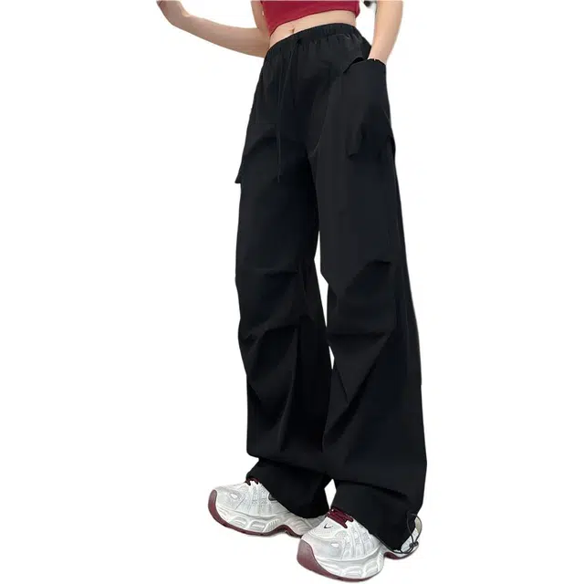 缪斯的诱惑 运动薄款高腰垂坠感慵懒风小个子阔腿裤休闲裤 女款