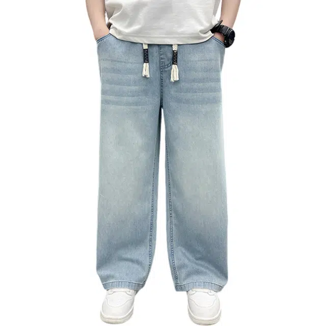 雅鹿牛仔裤 百搭简约舒适 蓝色 青少年