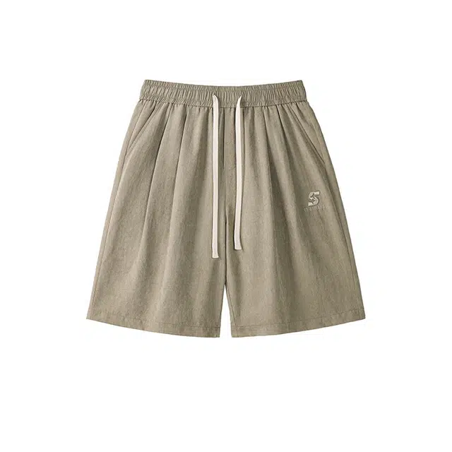 欧路得 轻薄刺绣潮牌透气凉感青少年直筒运动五分裤休闲短裤 男款