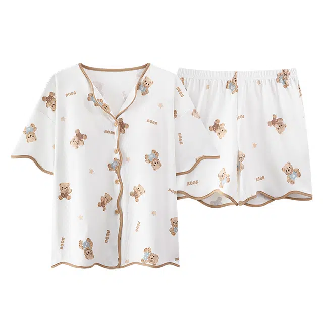 好福份 带胸垫舒适简约家居服夏季睡衣套装 女款