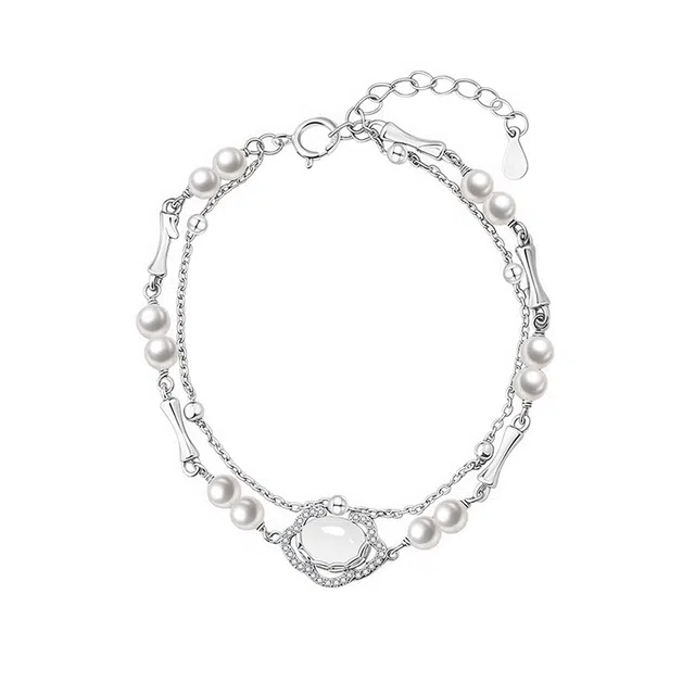 尚仟伊 【祥云如意】在逃公主平安锁双层链国风温柔优雅新中式设计礼盒#好运 玉髓 手链 女款