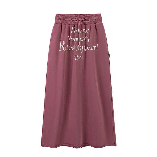 江南先生 复古字母印花百搭宽松针织长裙 女款