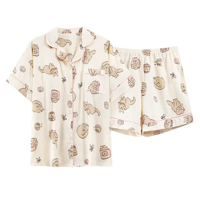 好福份 带胸垫卡通时尚透气清新家居服睡衣套装 女款