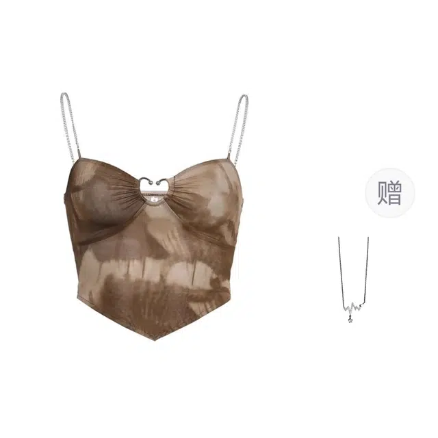 识恩 复古辣妹网纱背心爱心镂空无袖外穿上衣吊带 女款