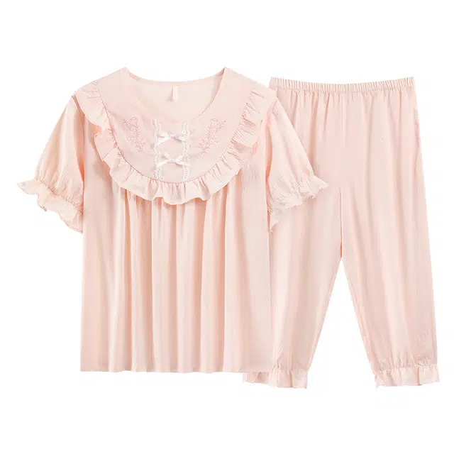 好福份 带胸垫短袖七分裤透气柔软家居服睡衣套装 女款