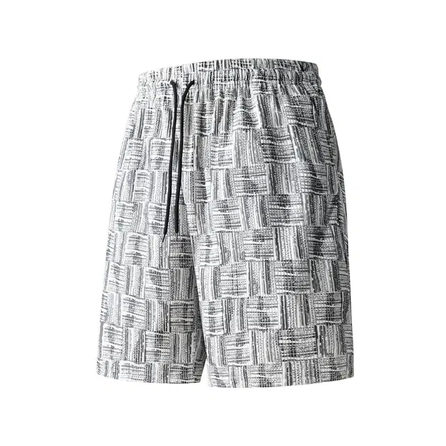 爱肯 美式复古小众设计感千鸟格子五分裤韩版潮流直筒宽松半截裤舒适柔软通勤百搭运动基础薄款抽绳高街休闲短裤 男女同款