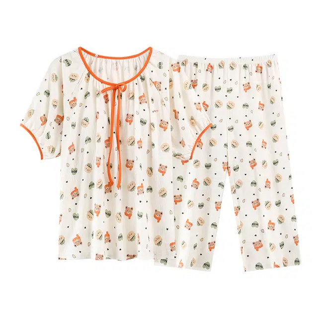 好福份 带胸垫舒适可爱柔软家居服夏季睡衣套装 女款