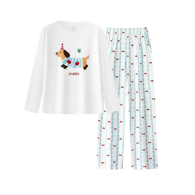 好福份 居家卡通小狗甜美风休闲家居服长袖长裤秋季睡衣套装 女款
