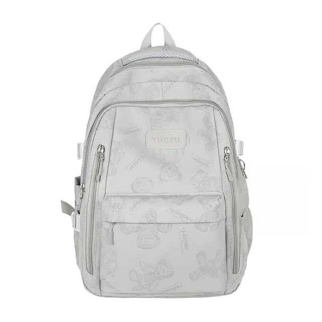 南潇湘 小清新休闲高颜值精美潮版韩版背包初中生高中生大学生上课百搭 尼龙 双肩包 男女同款情侣款 白色/绿色/紫色/灰色/黑色