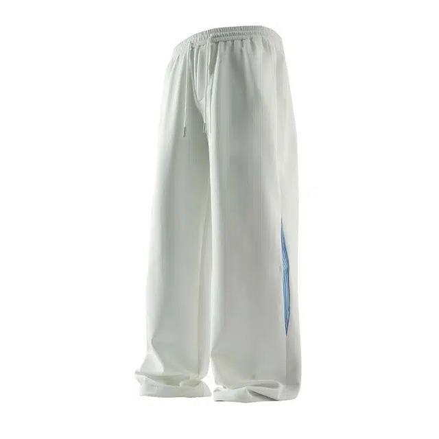 零氏 凉感侧边结构撞色设计透气舒适亲肤美式高街宽松百搭潮流户外运动学院风直筒阔腿垂感拖地休闲裤 男女同款