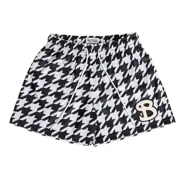 爱肯 美式复古千鸟格字母痞帅户外速干透气舒适嘻哈垂感三分休闲短裤 男女同款