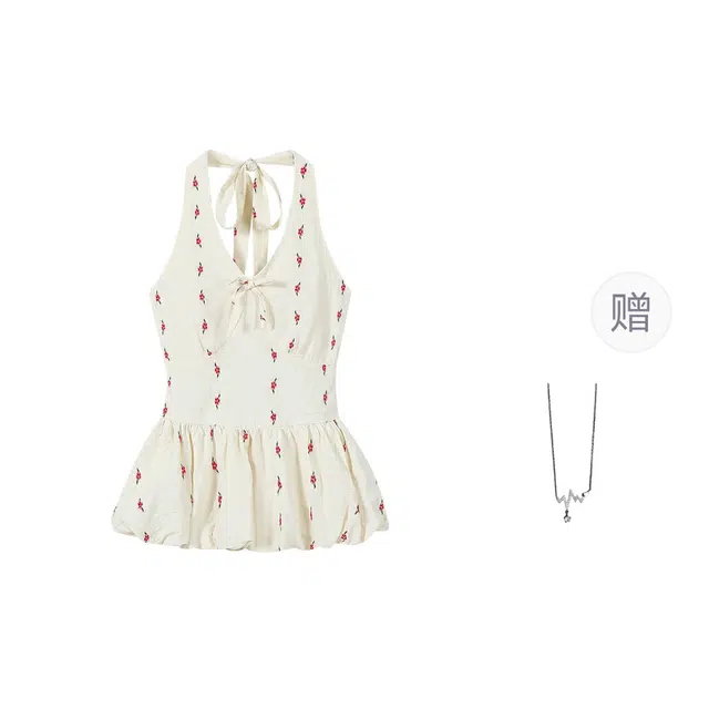 识恩 法式设计感气质减龄洋气无袖挂脖上衣吊带 女款