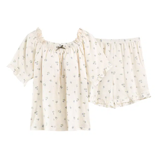 好福份 带胸垫碎花甜美时尚透气舒适家居服睡衣套装 女款