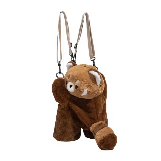 奥松 可爱玩偶造型 涤纶（聚酯纤维） 单肩斜挎双肩包 女款 棕色