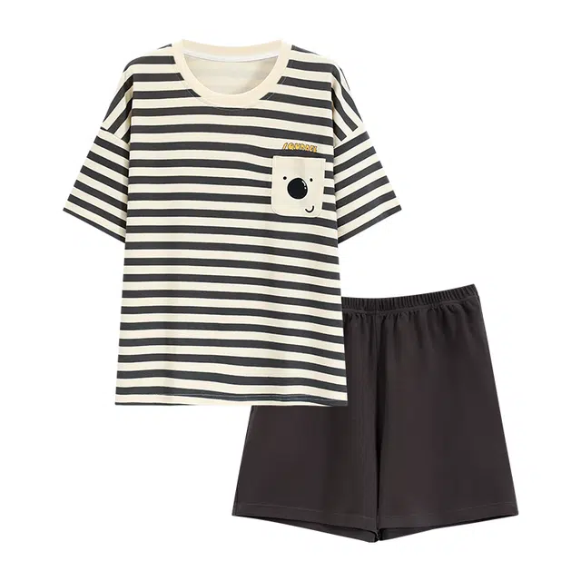 好福份 时尚情侣简约家居服夏季睡衣套装 男女同款