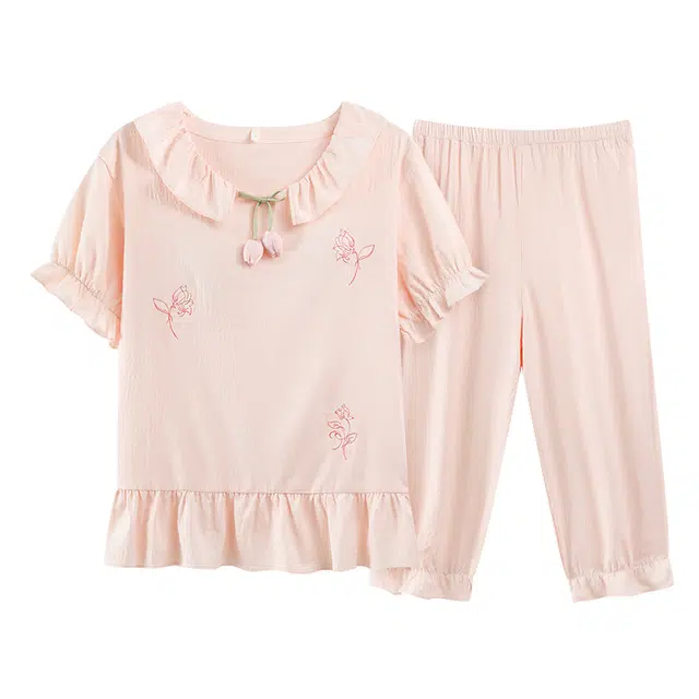 好福份 带胸垫韩版简约时尚柔软家居服睡衣套装 女款