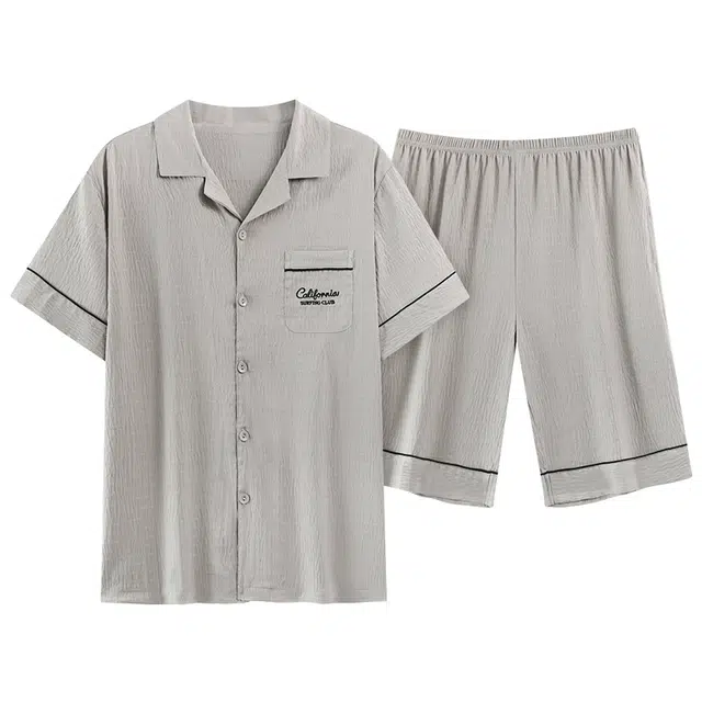 好福份 轻盈舒适透气家居服短袖五分裤夏季睡衣套装 男款