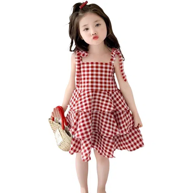 雅鹿连衣裙 宽松舒适无袖简约 红色 中小童